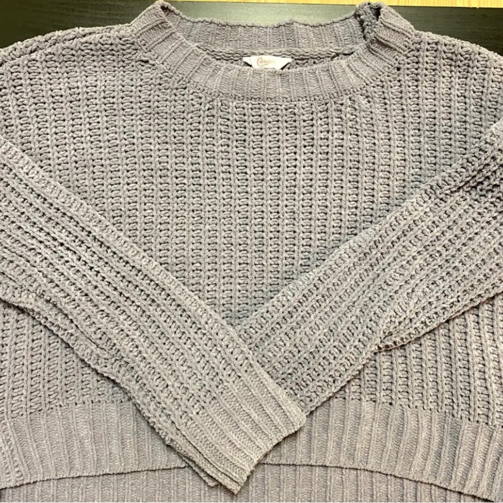 Candies Womens Soft Knit Long Sleeve Grey Pullover Sweater Medium Girls